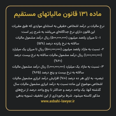 ماده ۱۳۱ قانون مالیات های مستقیم