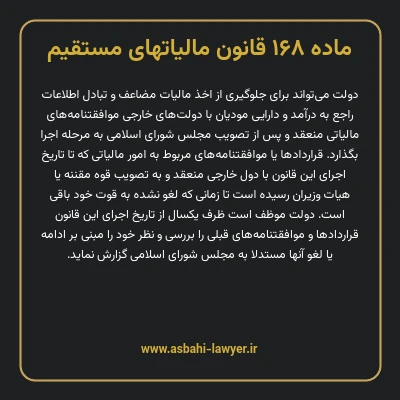 ماده ۱۶۸ قانون مالیات های مستقیم