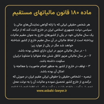 ماده ۱۸۰ قانون مالیات های مستقیم
