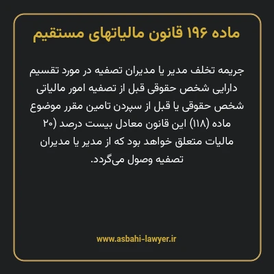 ماده ۱۹۶ قانون مالیات های مستقیم