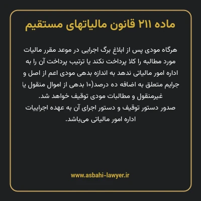 ماده ۲۱۱ قانون مالیات های مستقیم