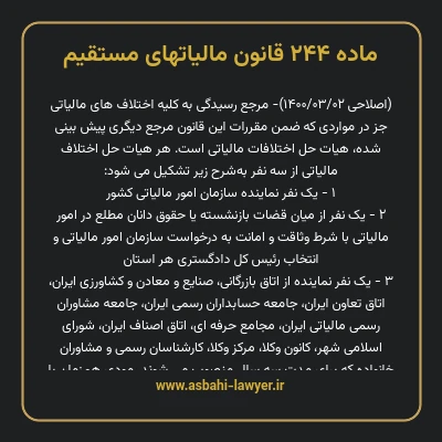 ماده ۲۴۴ قانون مالیات های مستقیم