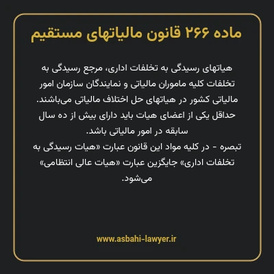 ماده ۲۶۶ قانون مالیات های مستقیم