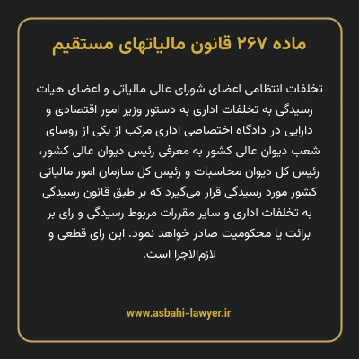ماده ۲۶۷ قانون مالیات های مستقیم