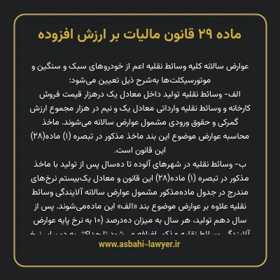 ماده ۲۹ قانون مالیات بر ارزش افزوده