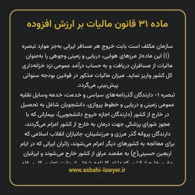 ماده ۳۱ قانون مالیات بر ارزش افزوده