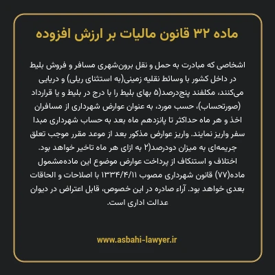 ماده ۳۲ قانون مالیات بر ارزش افزوده
