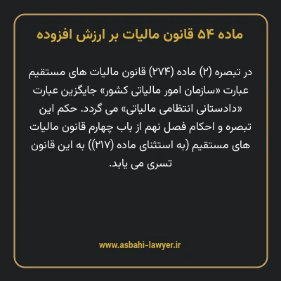 ماده ۵۴ قانون مالیات بر ارزش افزوده