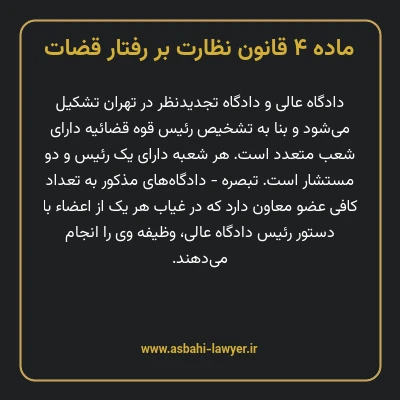 ماده ۴ قانون نظارت بر رفتار قضات