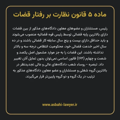ماده ۵ قانون نظارت بر رفتار قضات
