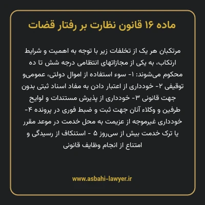 ماده ۱۶ قانون نظارت بر رفتار قضات