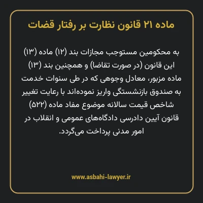 ماده ۲۱ قانون نظارت بر رفتار قضات