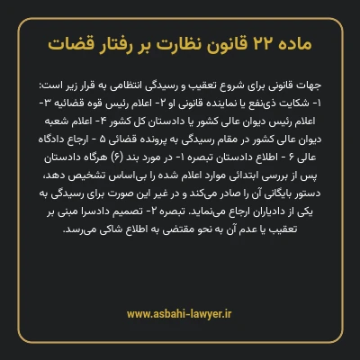 ماده ۲۲ قانون نظارت بر رفتار قضات