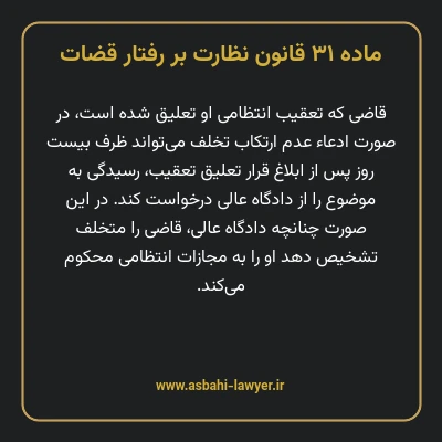 ماده ۳۱ قانون نظارت بر رفتار قضات