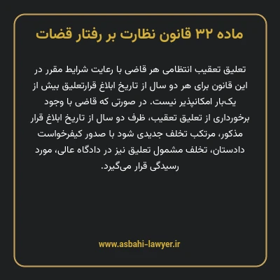ماده ۳۲ قانون نظارت بر رفتار قضات