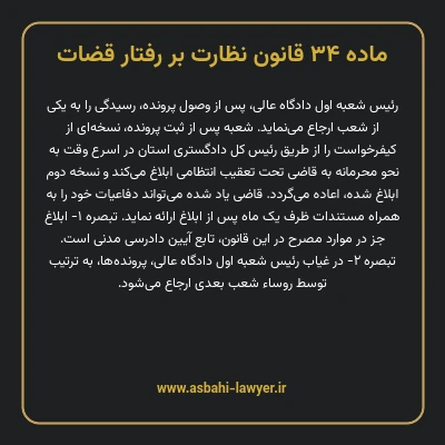 ماده ۳۴ قانون نظارت بر رفتار قضات