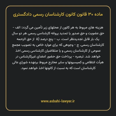 ماده ۳۰ قانون کانون کارشناسان رسمی دادگستری