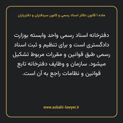 ماده ۱ قانون دفاتر اسناد رسمی و کانون سردفتران و دفتریاران