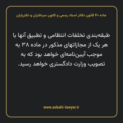 ماده ۴۰ قانون دفاتر اسناد رسمی و کانون سردفتران و دفتریاران