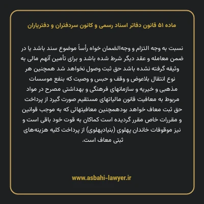 ماده ۵۱ قانون دفاتر اسناد رسمی و کانون سردفتران و دفتریاران