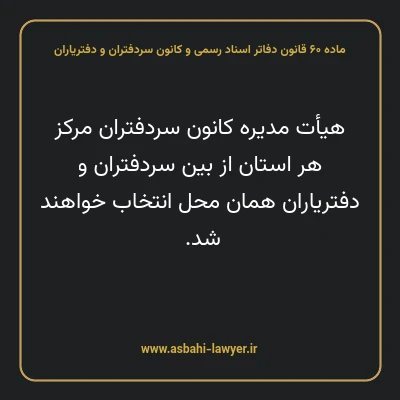 ماده ۶۰ قانون دفاتر اسناد رسمی و کانون سردفتران و دفتریاران
