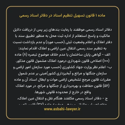 ماده ۱ قانون تسهیل تنظیم اسناد در دفاتر اسناد رسمی